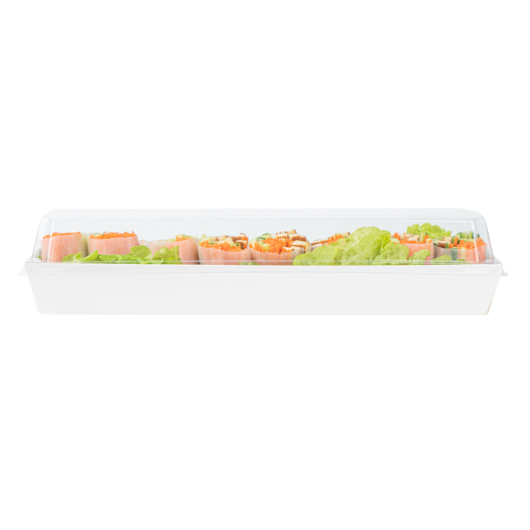 Matsuri Vision White Paper Large Maki Sushi Container - 11 1/4" x 2" x 1 1/2" - 100 count box