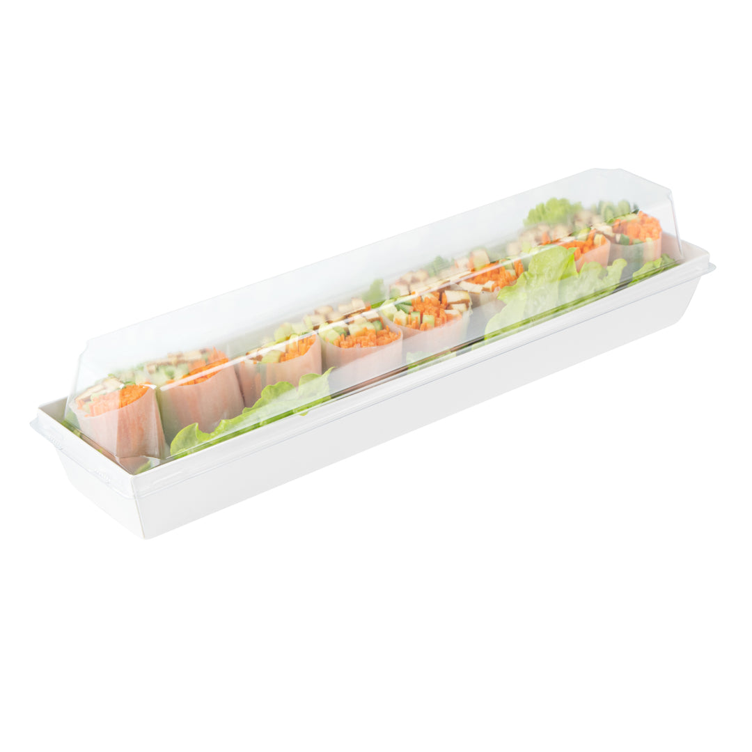 Matsuri Vision White Paper Large Maki Sushi Container - 11 1/4" x 2" x 1 1/2" - 100 count box