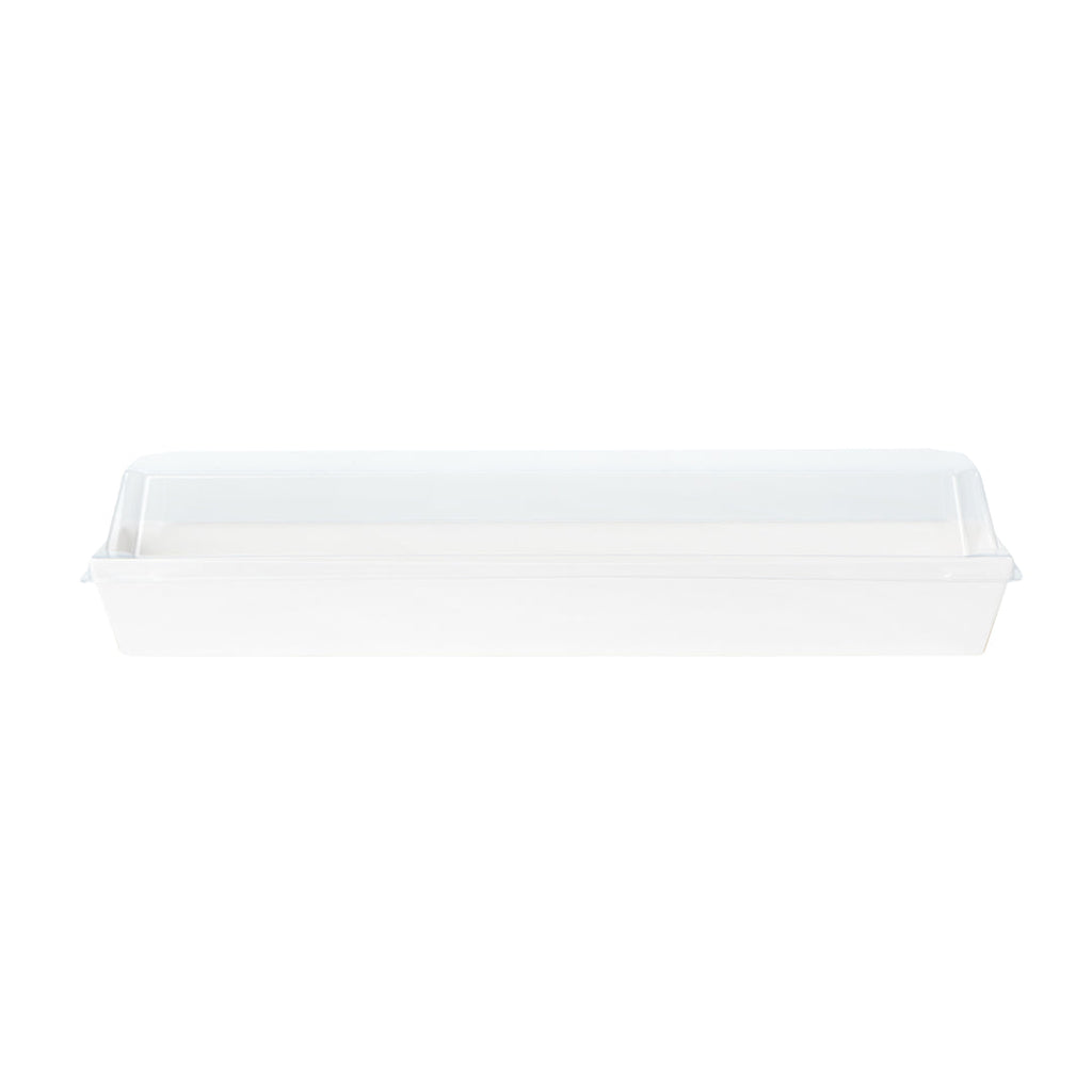 Matsuri Vision White Paper Large Maki Sushi Container - 11 1/4" x 2" x 1 1/2" - 100 count box