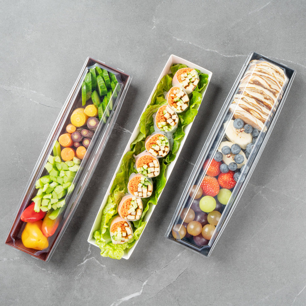 Matsuri Vision White Paper Large Maki Sushi Container - 11 1/4" x 2" x 1 1/2" - 100 count box