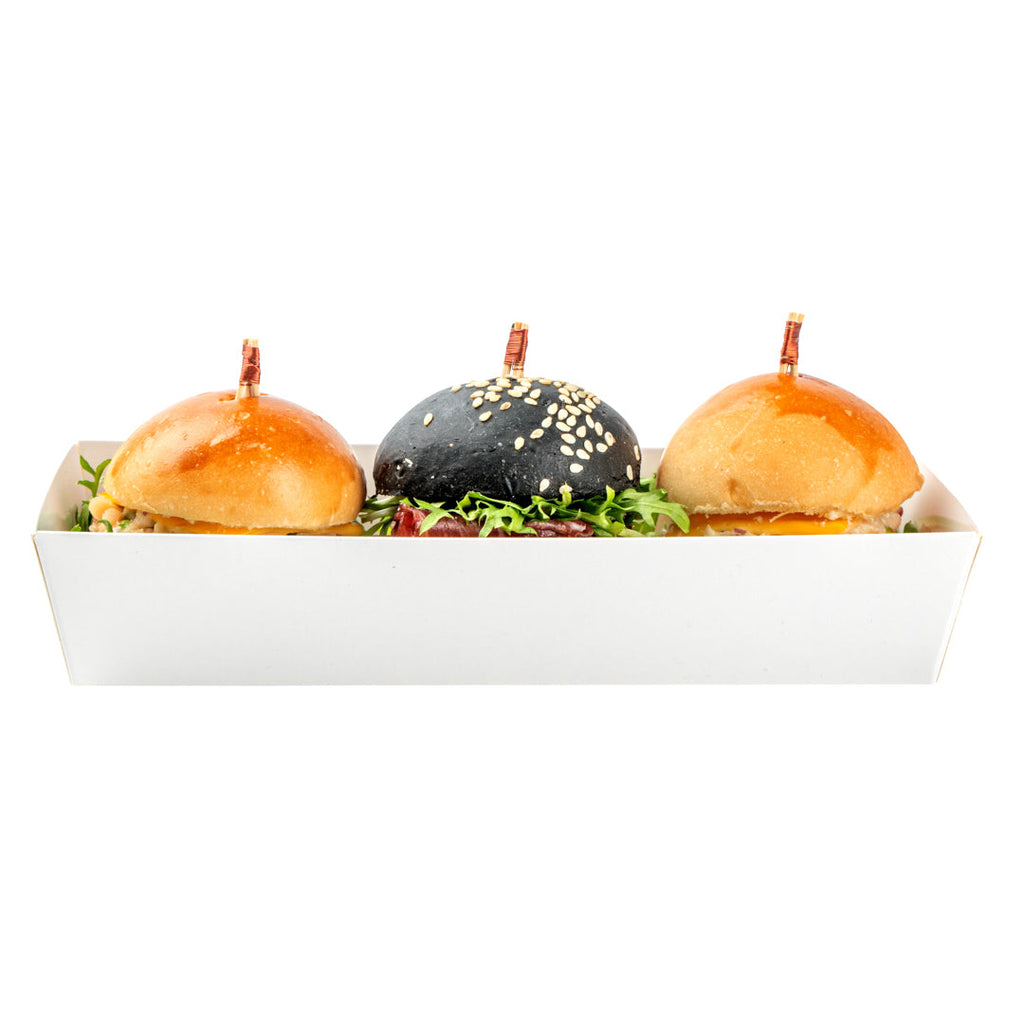 Matsuri Vision Rectangle White Paper Large Sushi Container - 7" x 2 3/4" x 1 1/2" - 100 count box