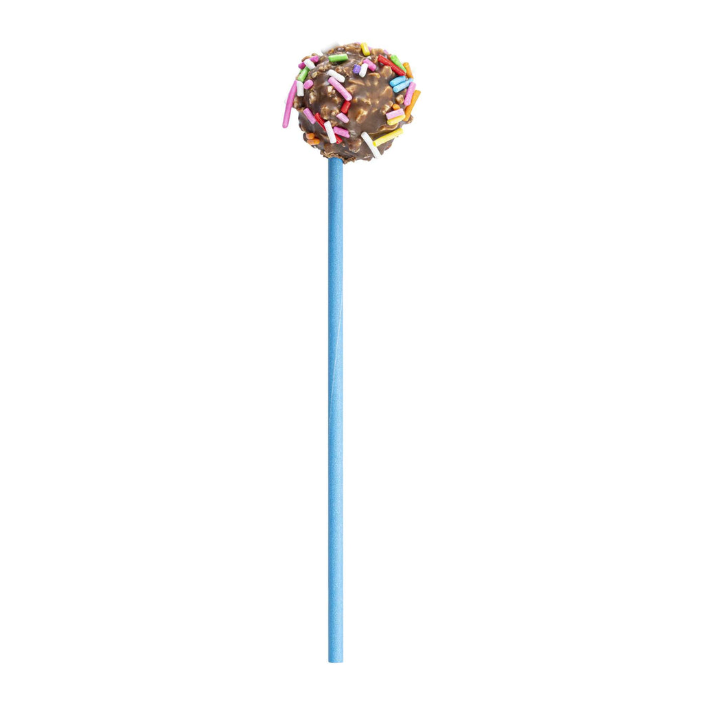 Pastry Tek Sky Blue Paper Cake Pop and Lollipop Stick - Biodegradable - 6" x 5/32" - 25 count box