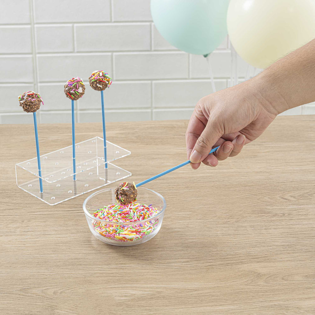 Pastry Tek Sky Blue Paper Cake Pop and Lollipop Stick - Biodegradable - 6" x 5/32" - 25 count box