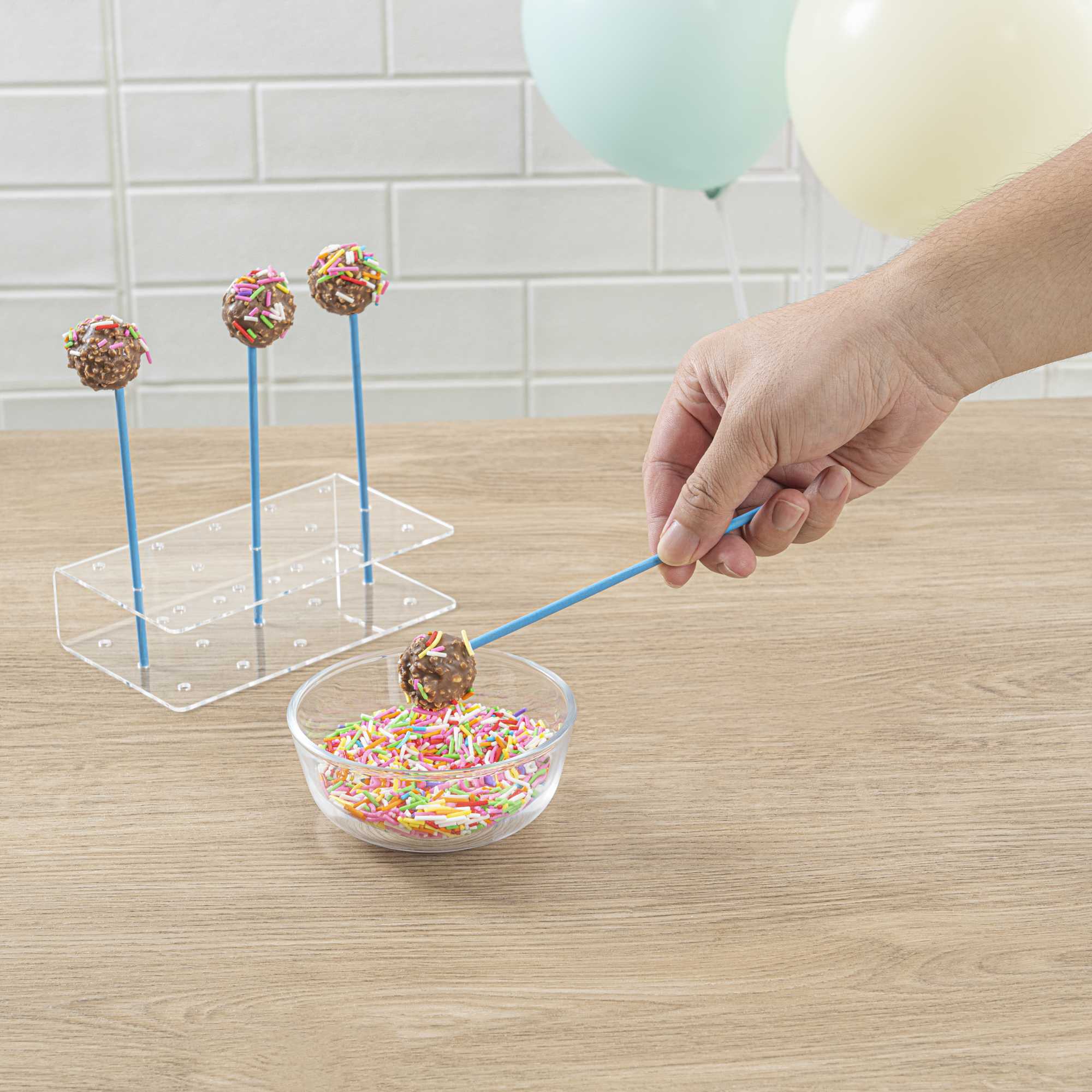 Pastry Tek Sky Blue Paper Cake Pop and Lollipop Stick - Biodegradable - 6" x 5/32" - 25 count box