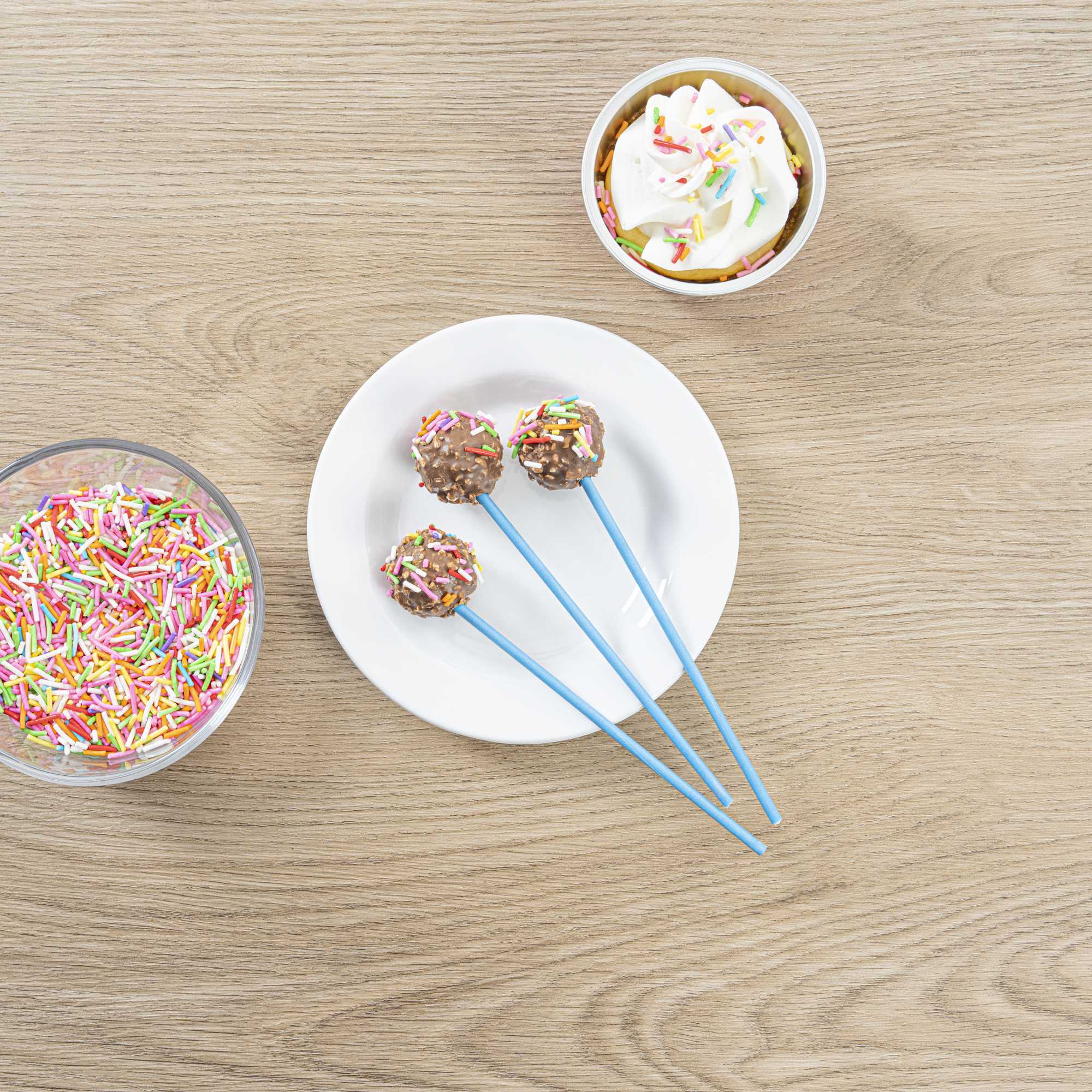 Pastry Tek Sky Blue Paper Cake Pop and Lollipop Stick - Biodegradable - 6" x 5/32" - 25 count box