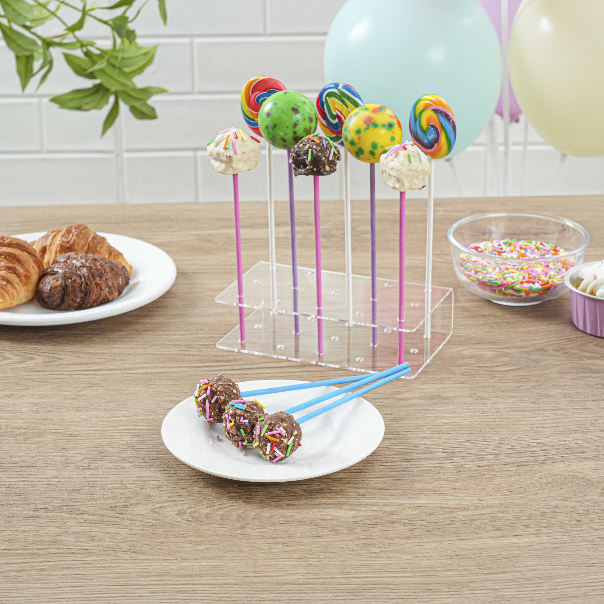 Pastry Tek Sky Blue Paper Cake Pop and Lollipop Stick - Biodegradable - 6" x 5/32" - 25 count box