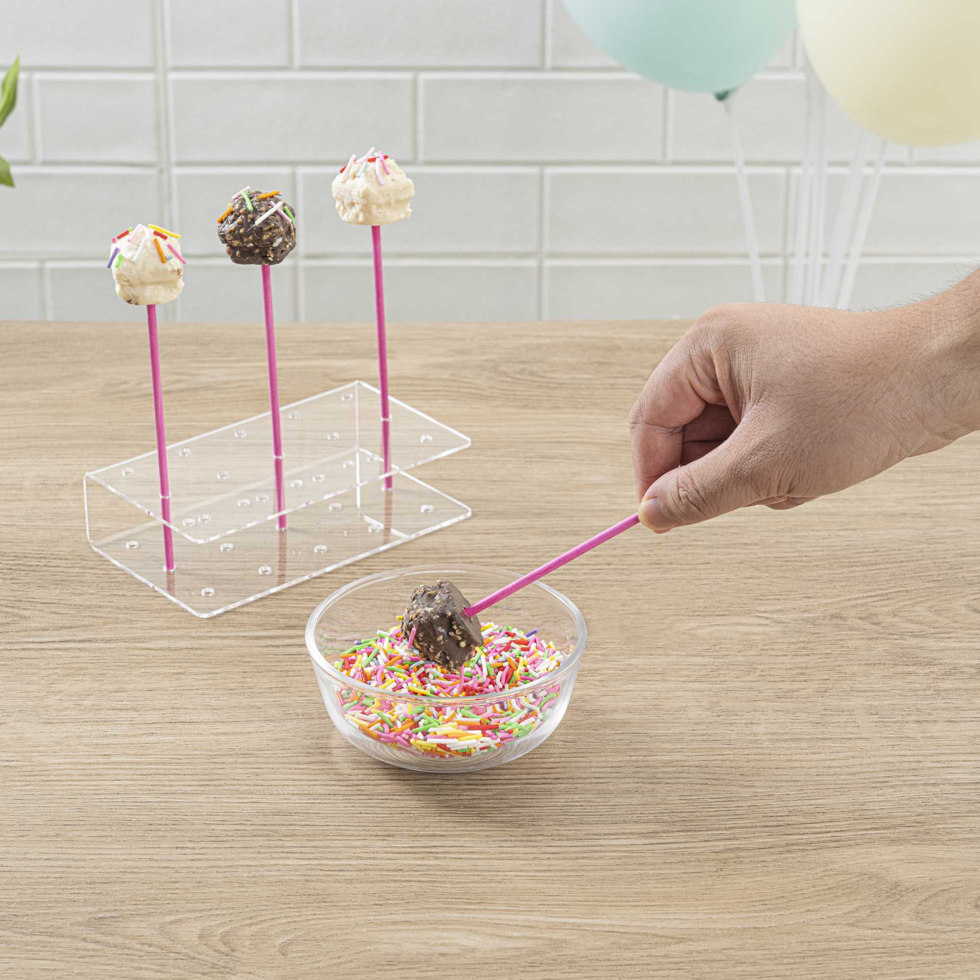 Pastry Tek Pink Paper Cake Pop and Lollipop Stick - Biodegradable - 6" x 5/32" - 100 count box