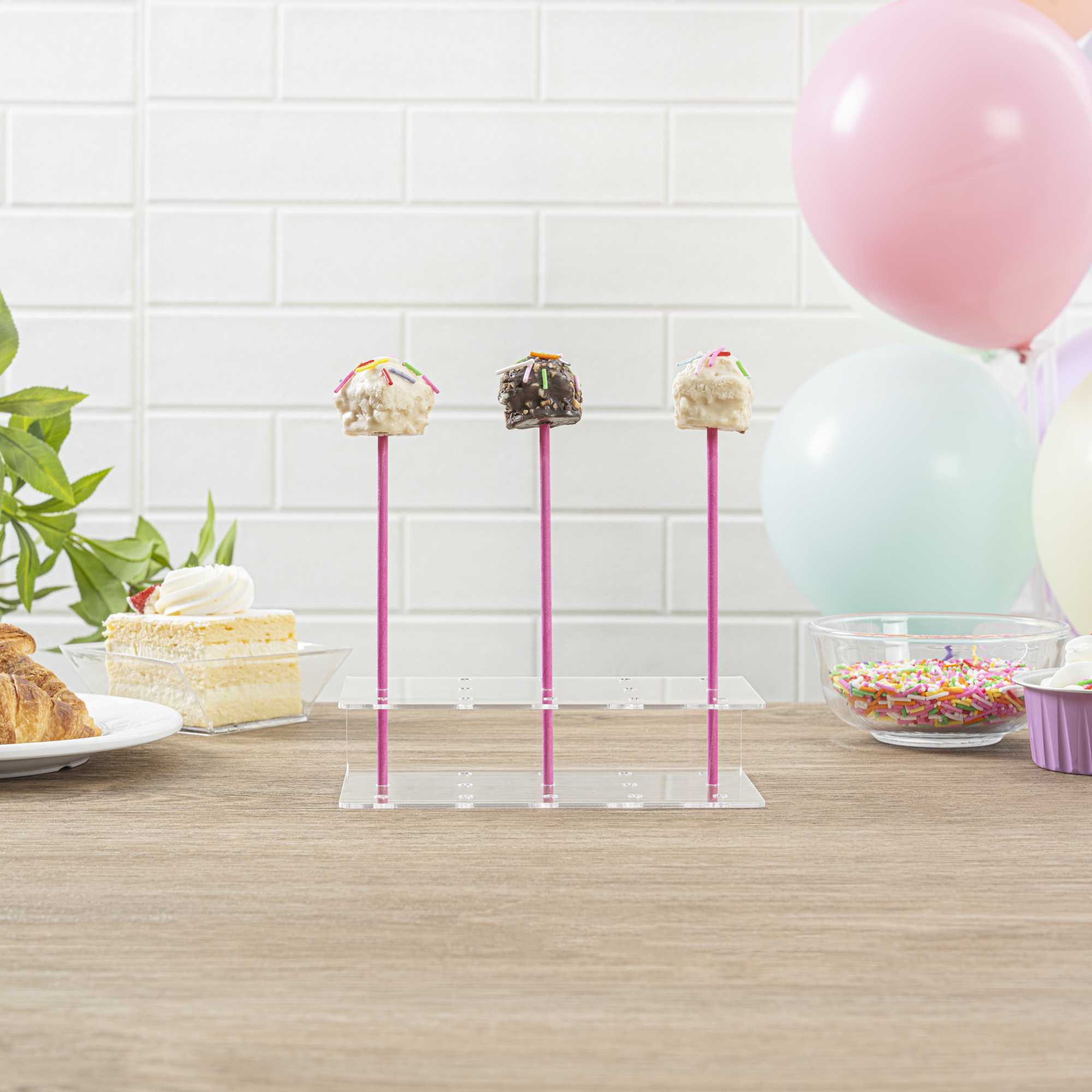 Pastry Tek Pink Paper Cake Pop and Lollipop Stick - Biodegradable - 6" x 5/32" - 100 count box