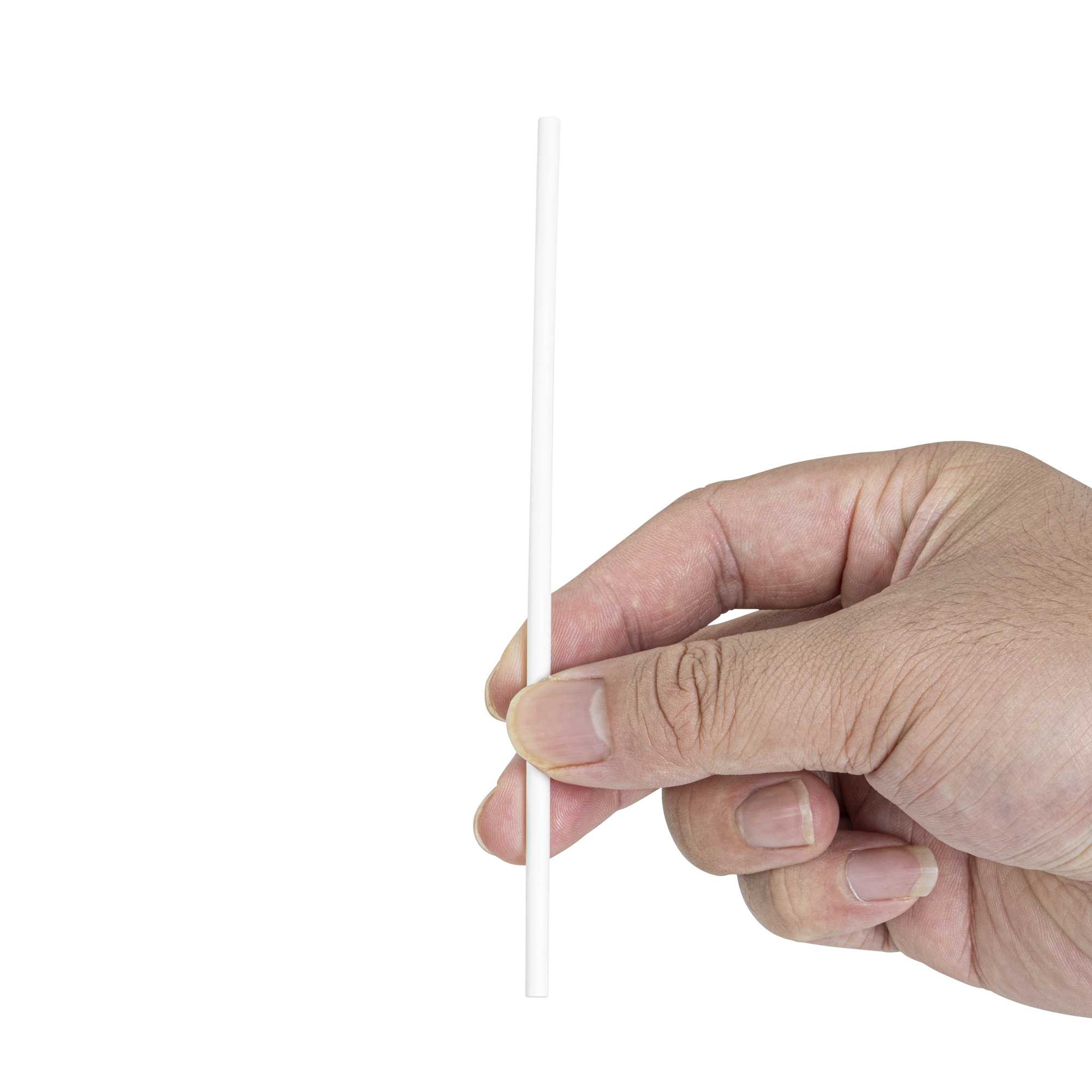 Pastry Tek White Paper Coffee Stirrer and Lollipop Stick - Biodegradable - 6" x 5/32" - 25 count box