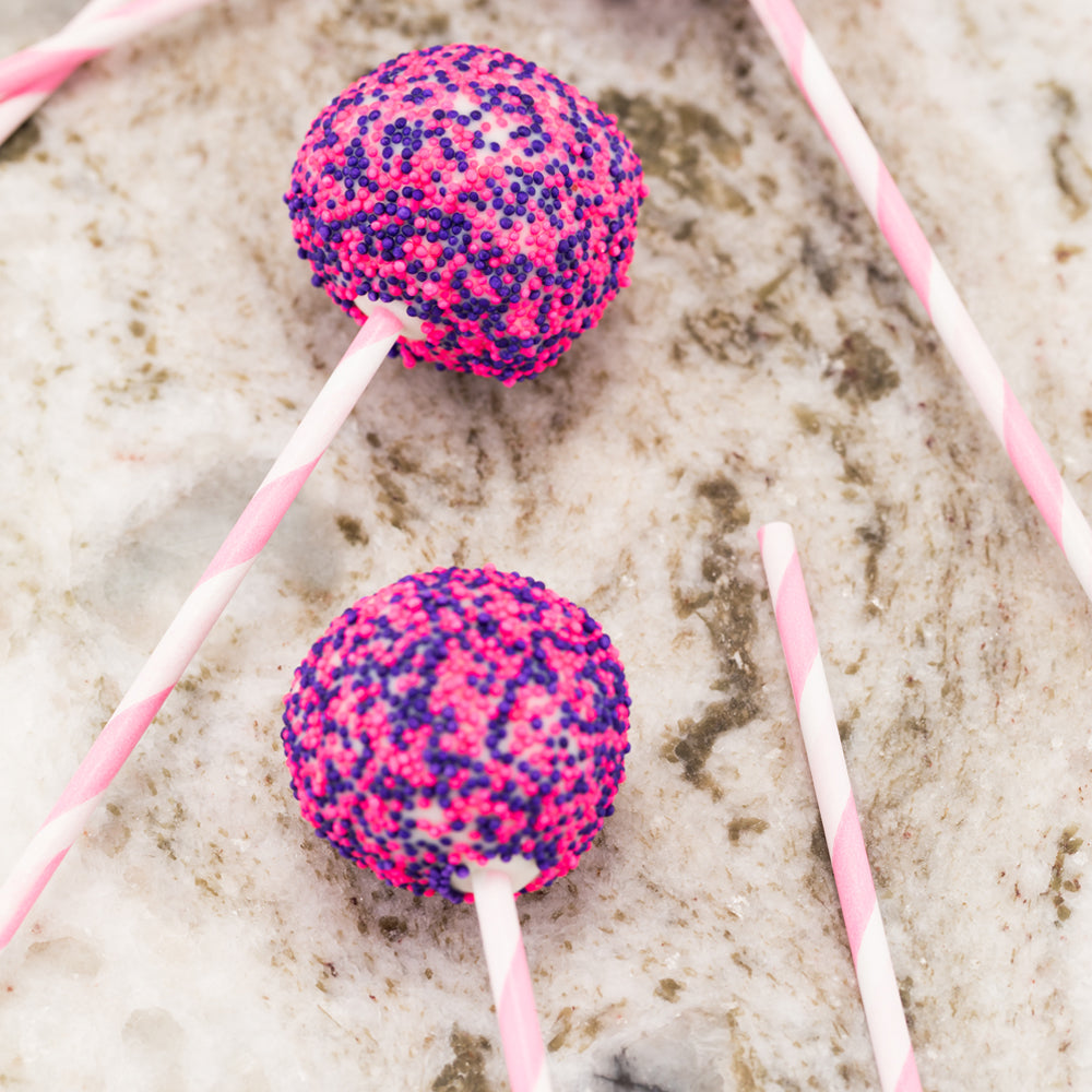 Pastry Tek Pink Paper Cake Pop and Lollipop Stick - Spirals, Biodegradable - 6" x 5/32" - 25 count box