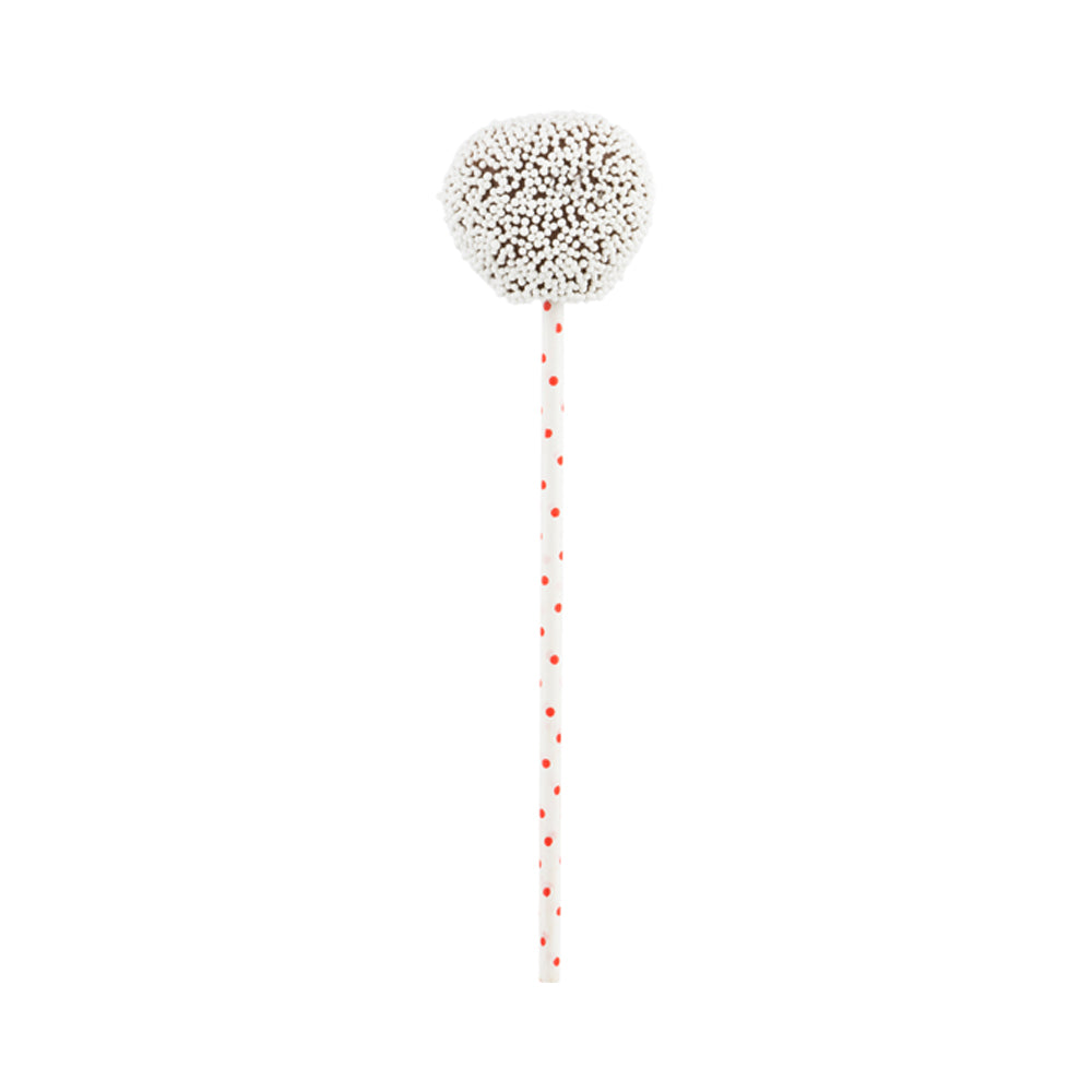 Pastry Tek Red Paper Cake Pop and Lollipop Stick - Polka Dots, Biodegradable - 6" x 5/32" - 25 count box