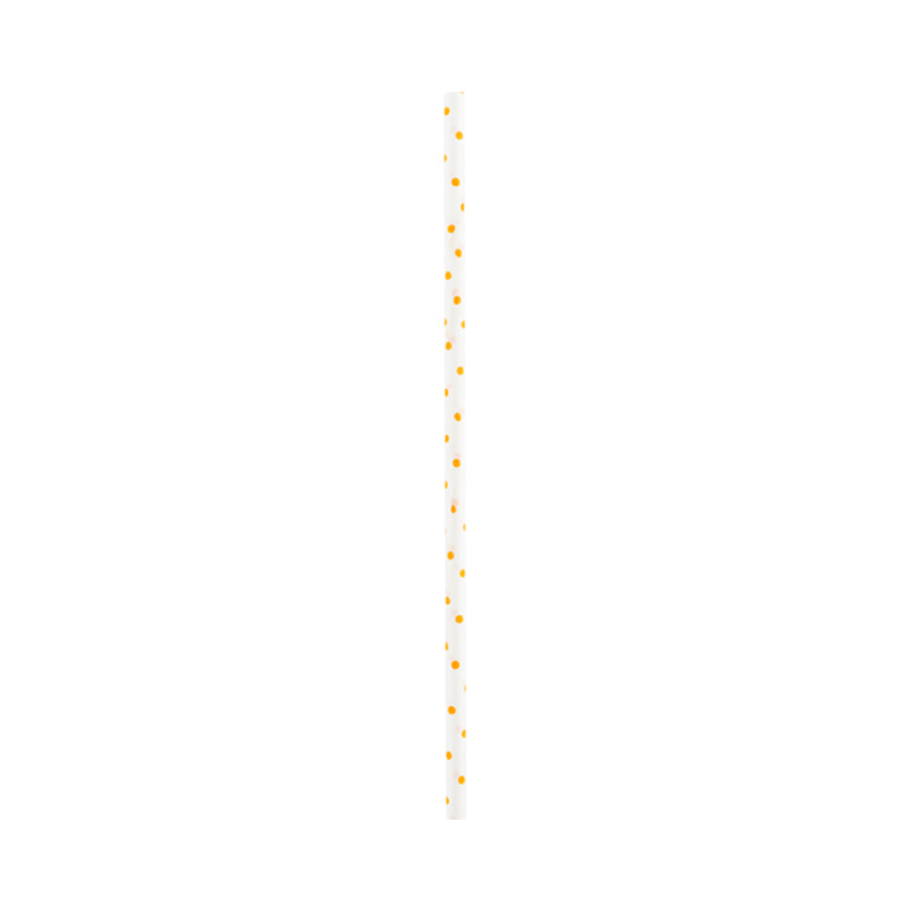 Pastry Tek Orange Paper Cake Pop and Lollipop Stick - Polka Dots, Biodegradable - 6" x 5/32" - 100 count box