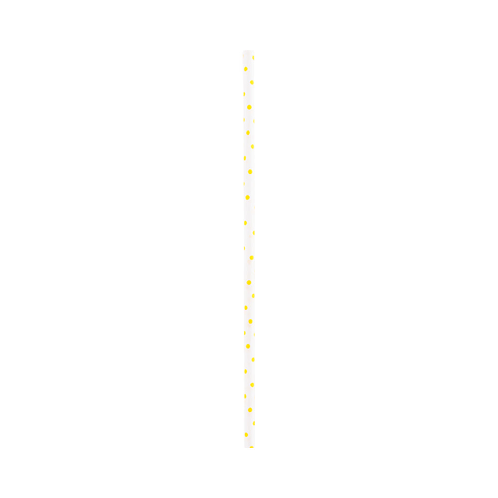 Pastry Tek Yellow Paper Cake Pop and Lollipop Stick - Polka Dots, Biodegradable - 6" x 5/32" - 100 count box