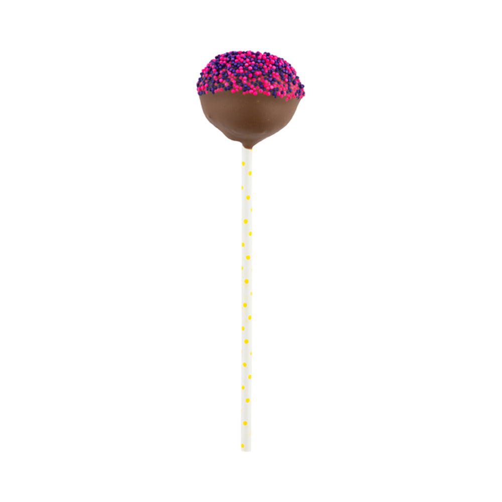 Pastry Tek Yellow Paper Cake Pop and Lollipop Stick - Polka Dots, Biodegradable - 6" x 5/32" - 25 count box
