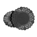 Pastry Tek Round Black Paper Doilies - Lace - 4" x 4" - 100 count box