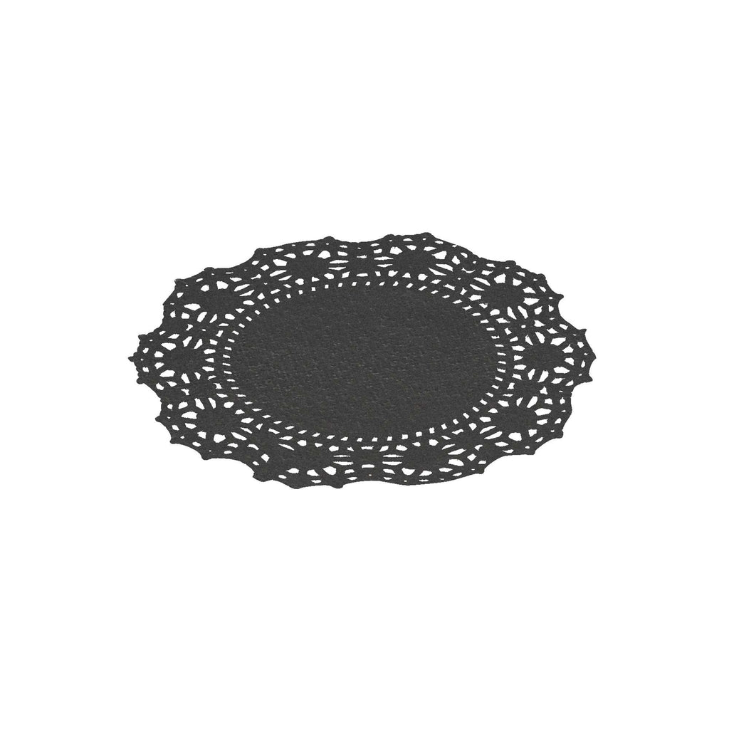 Pastry Tek Round Black Paper Doilies - Lace - 4" x 4" - 4000 count box