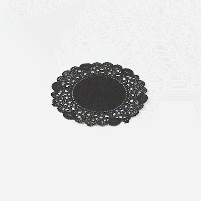Pastry Tek Round Black Paper Doilies - Lace - 4" x 4" - 100 count box