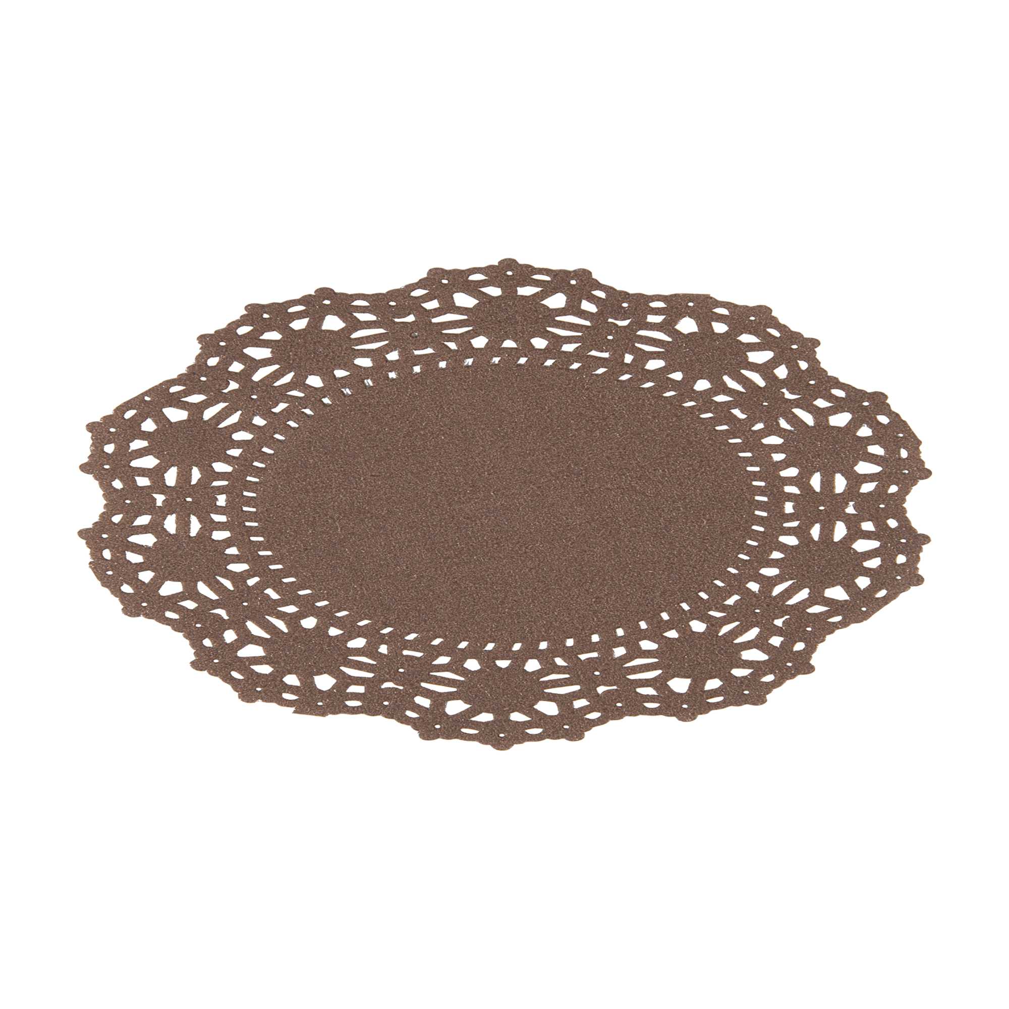Pastry Tek Round Brown Paper Doilies - Lace - 4" x 4" - 4000 count box