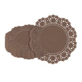 Pastry Tek Round Brown Paper Doilies - Lace - 4" x 4" - 4000 count box
