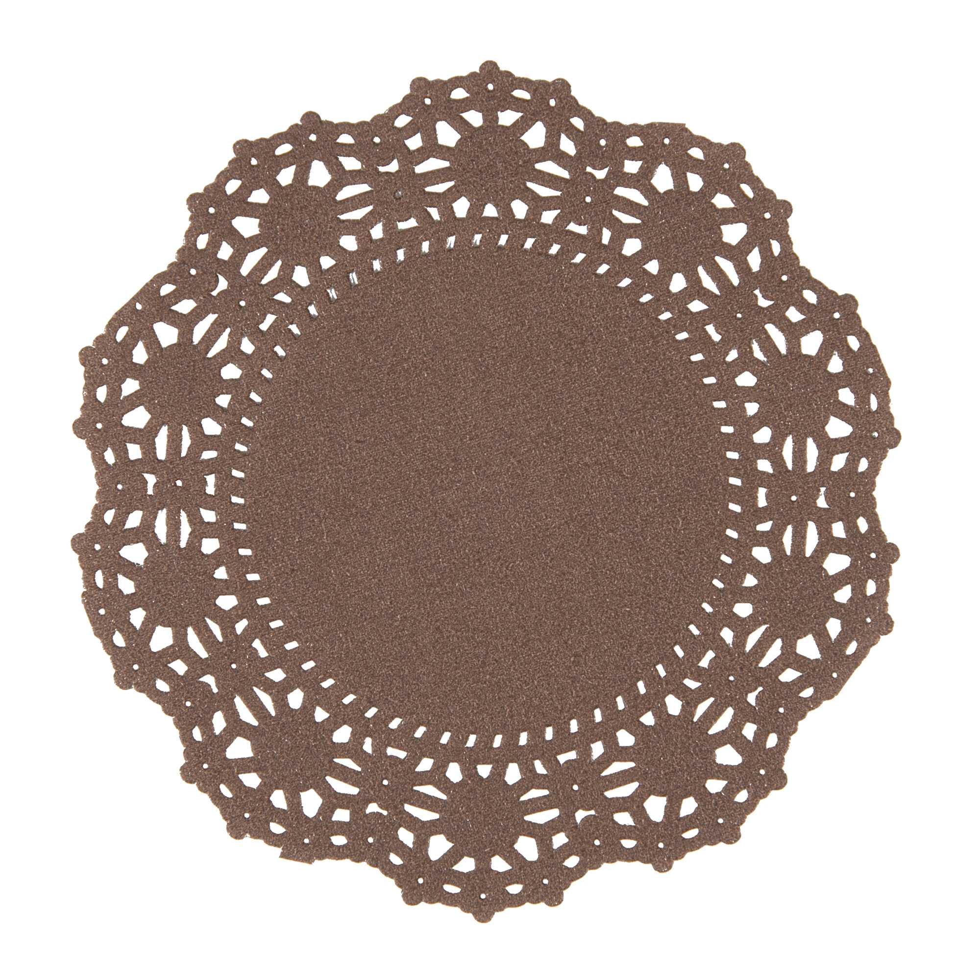 Pastry Tek Round Brown Paper Doilies - Lace - 4" x 4" - 4000 count box