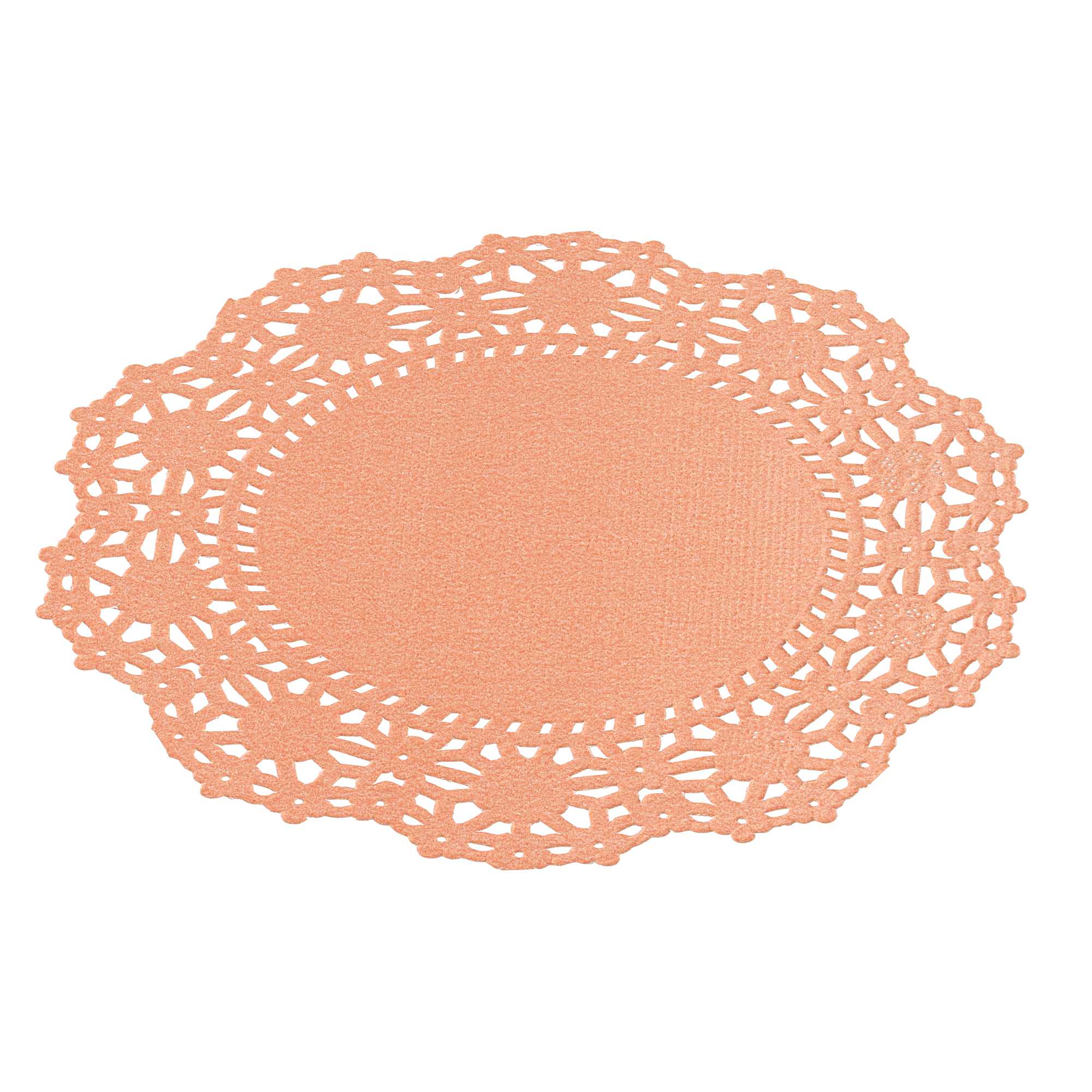 Pastry Tek Round Coral Paper Doilies - Lace - 4" x 4" - 4000 count box