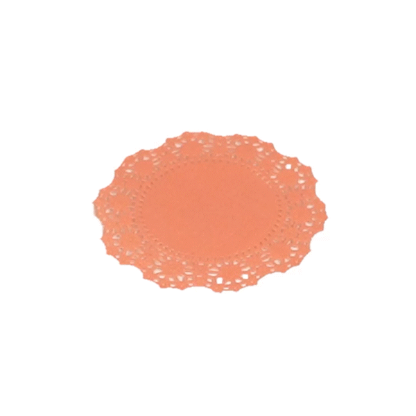 Pastry Tek Round Coral Paper Doilies - Lace - 4" x 4" - 4000 count box