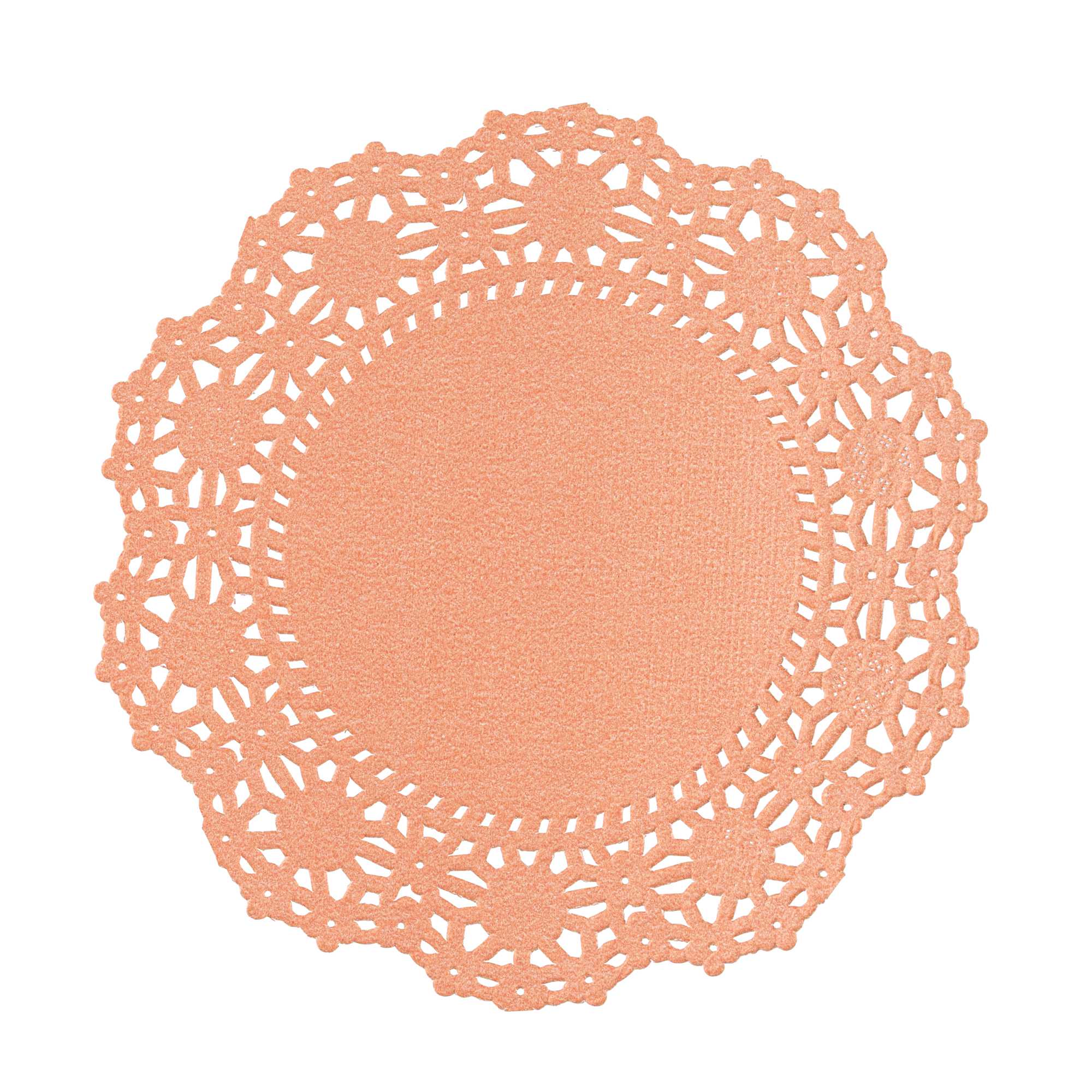 Pastry Tek Round Coral Paper Doilies - Lace - 4" x 4" - 4000 count box