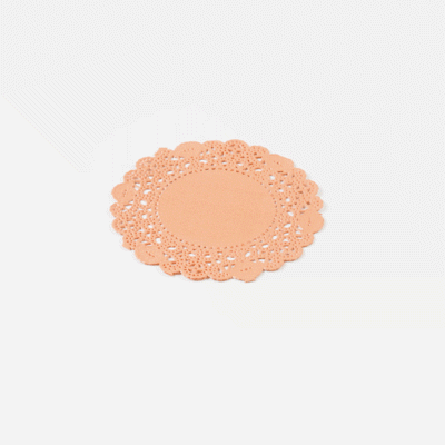 Pastry Tek Round Coral Paper Doilies - Lace - 4" x 4" - 100 count box