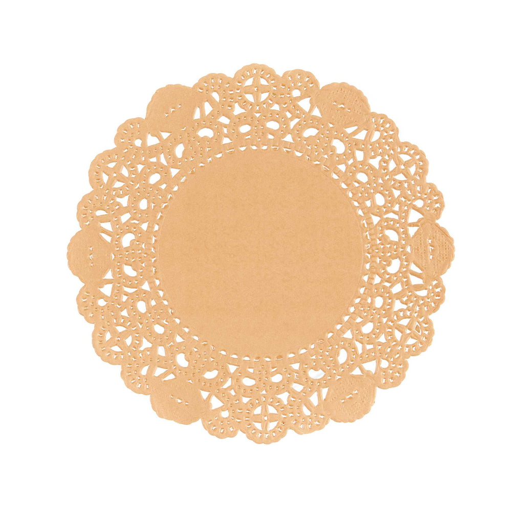 Pastry Tek Round Coral Paper Doilies - Lace - 4" x 4" - 100 count box