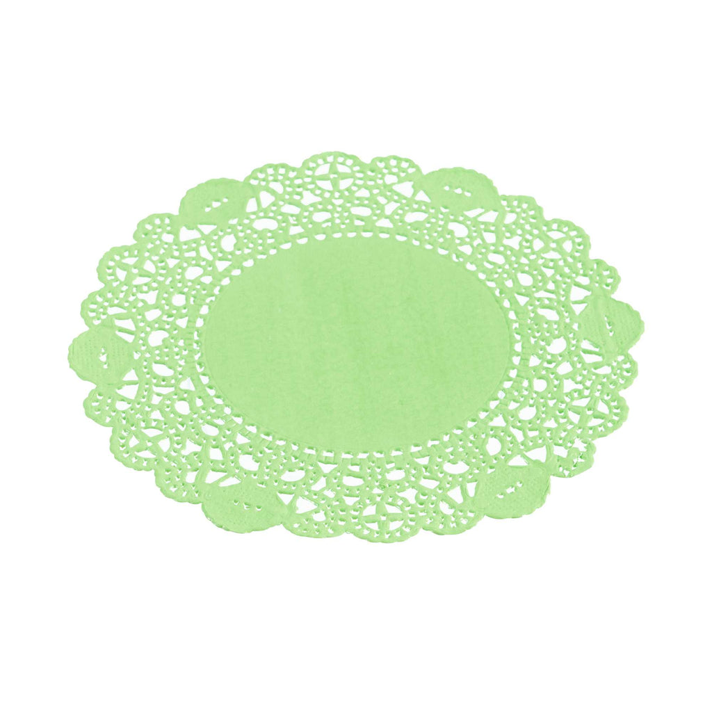 Pastry Tek Round Green Paper Doilies - Lace - 4" x 4" - 100 count box