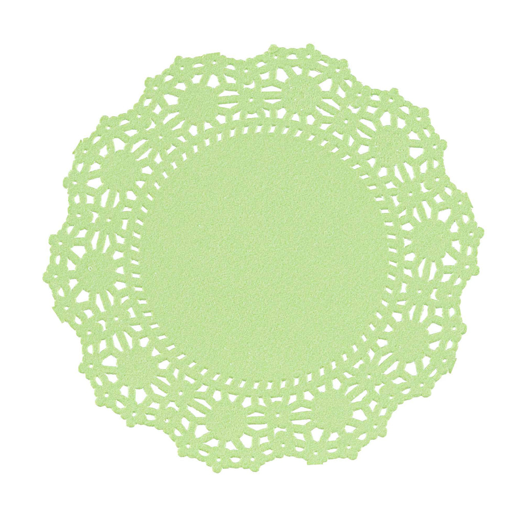 Pastry Tek Round Green Paper Doilies - Lace - 4" x 4" - 4000 count box