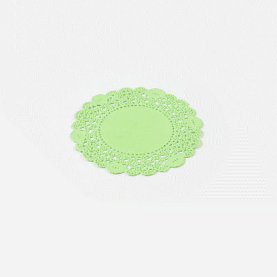 Pastry Tek Round Green Paper Doilies - Lace - 4" x 4" - 100 count box