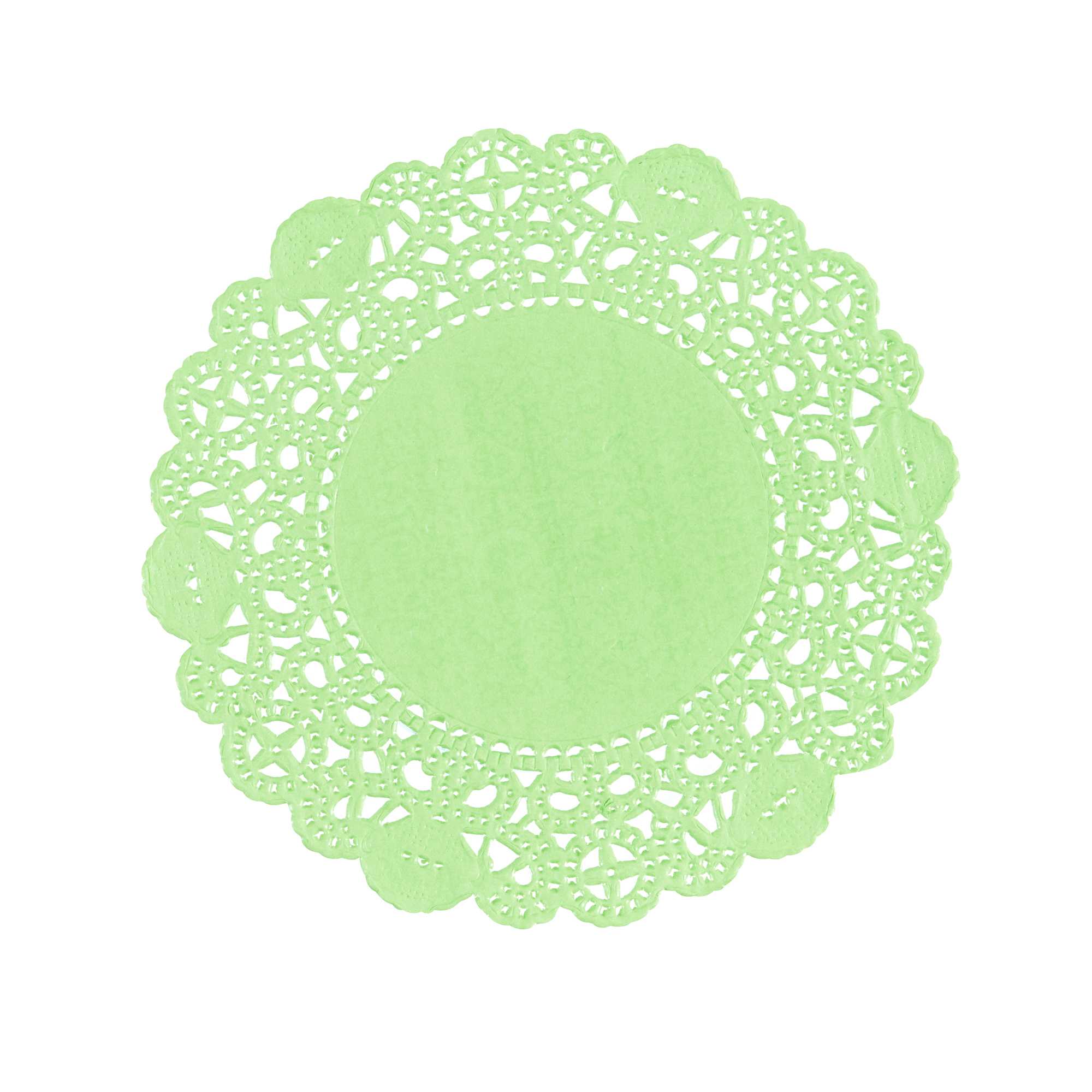 Pastry Tek Round Green Paper Doilies - Lace - 4" x 4" - 100 count box