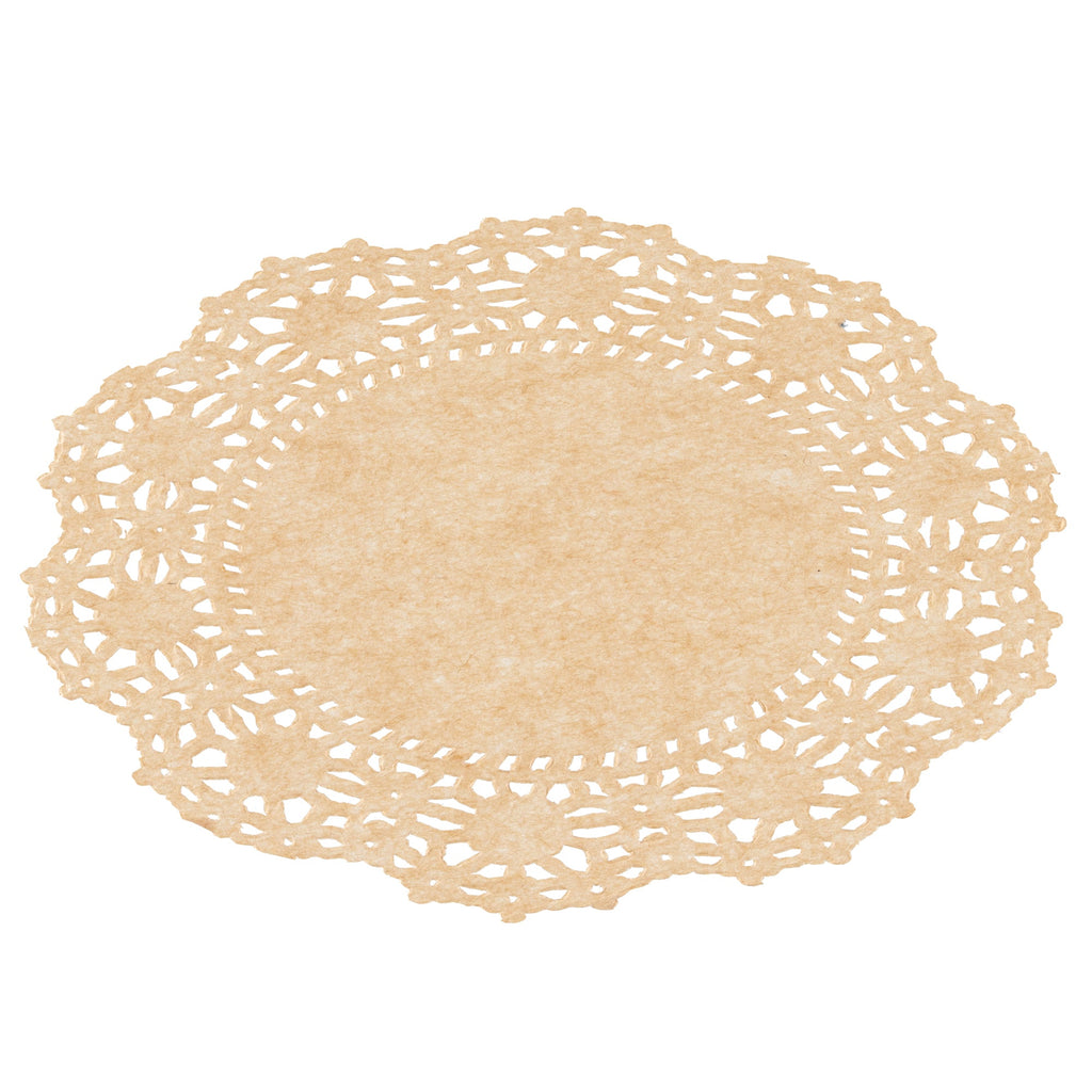 Pastry Tek Round Kraft Paper Doilies - Lace - 4" x 4" - 100 count box