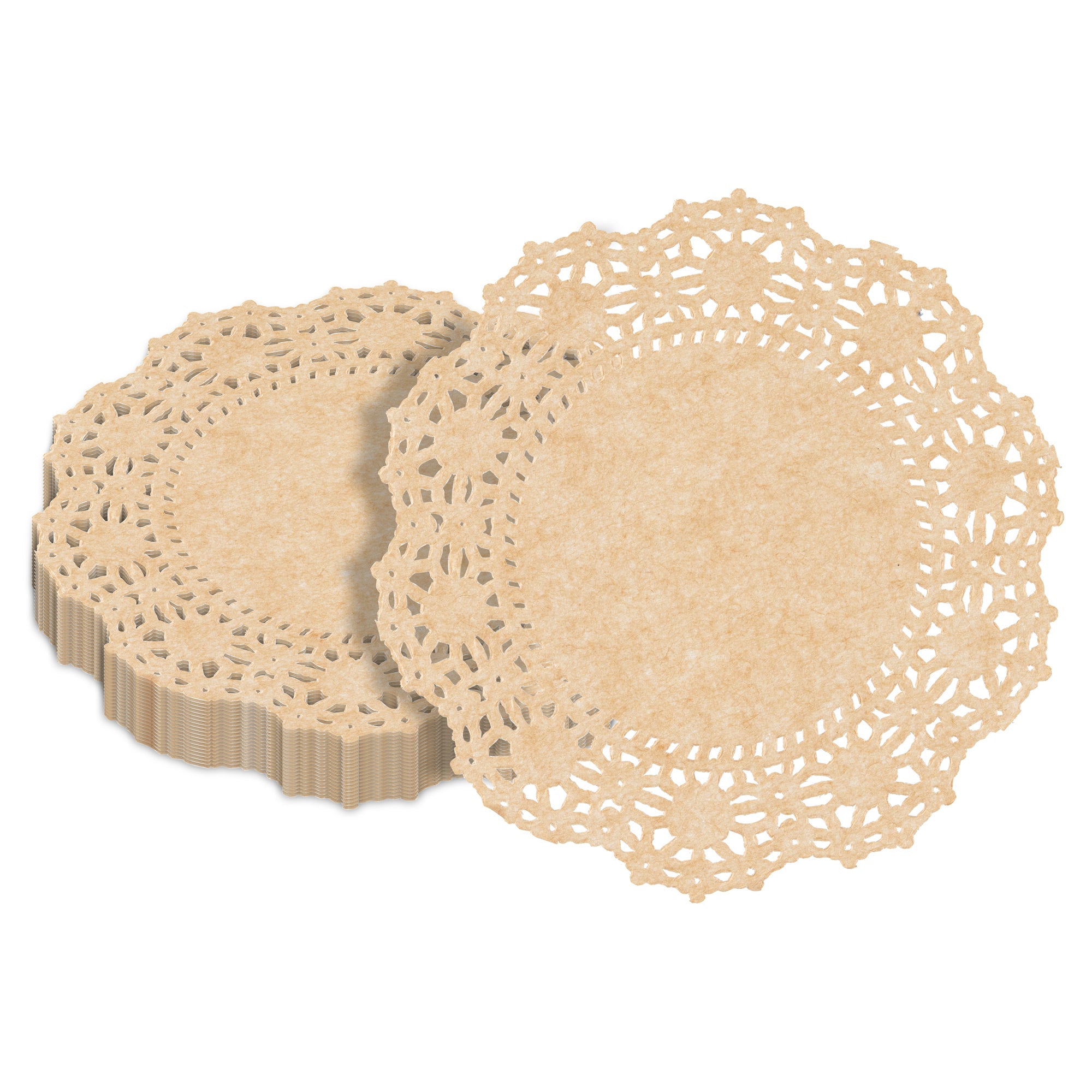 Pastry Tek Round Kraft Paper Doilies - Lace - 4" x 4" - 4000 count box