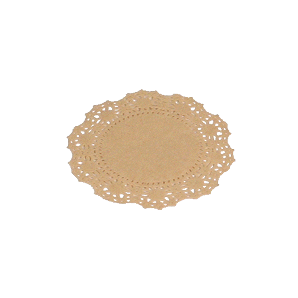 Pastry Tek Round Kraft Paper Doilies - Lace - 4" x 4" - 100 count box
