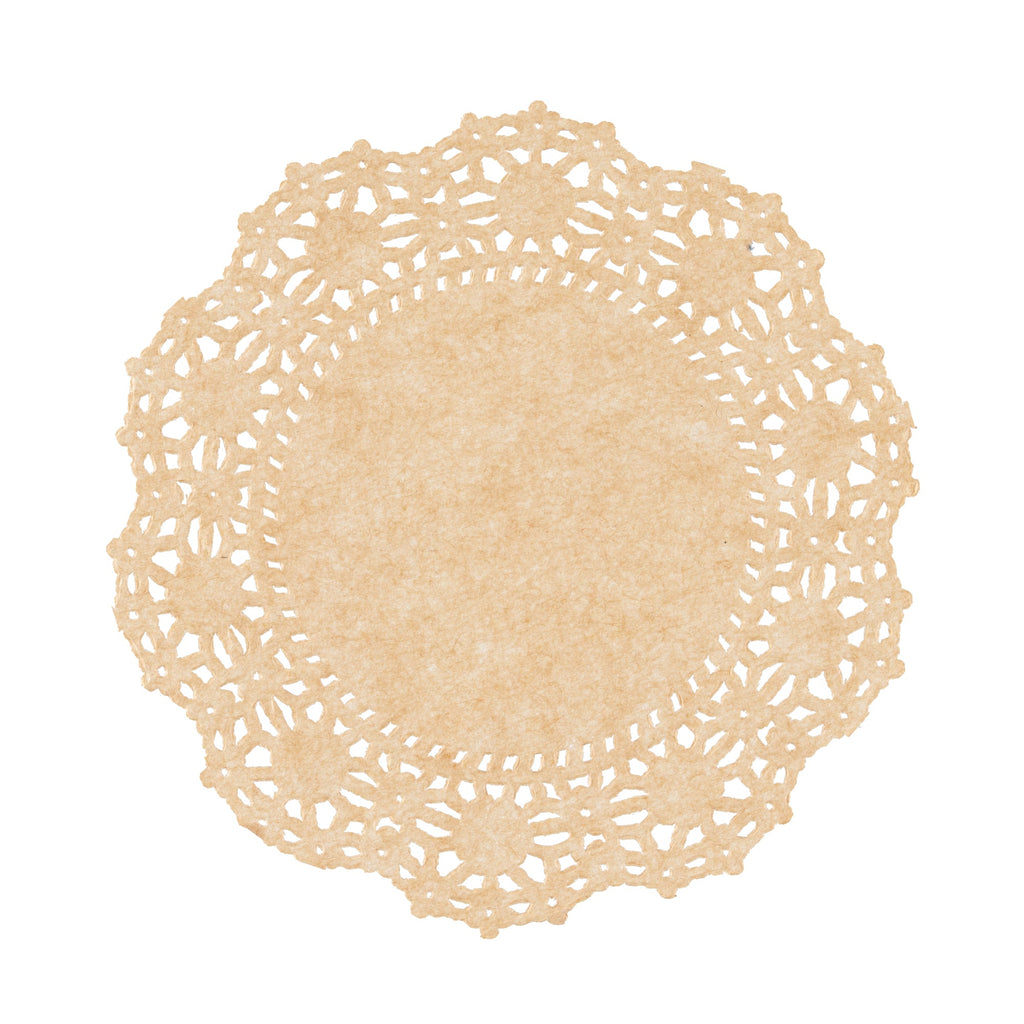 Pastry Tek Round Kraft Paper Doilies - Lace - 4" x 4" - 100 count box