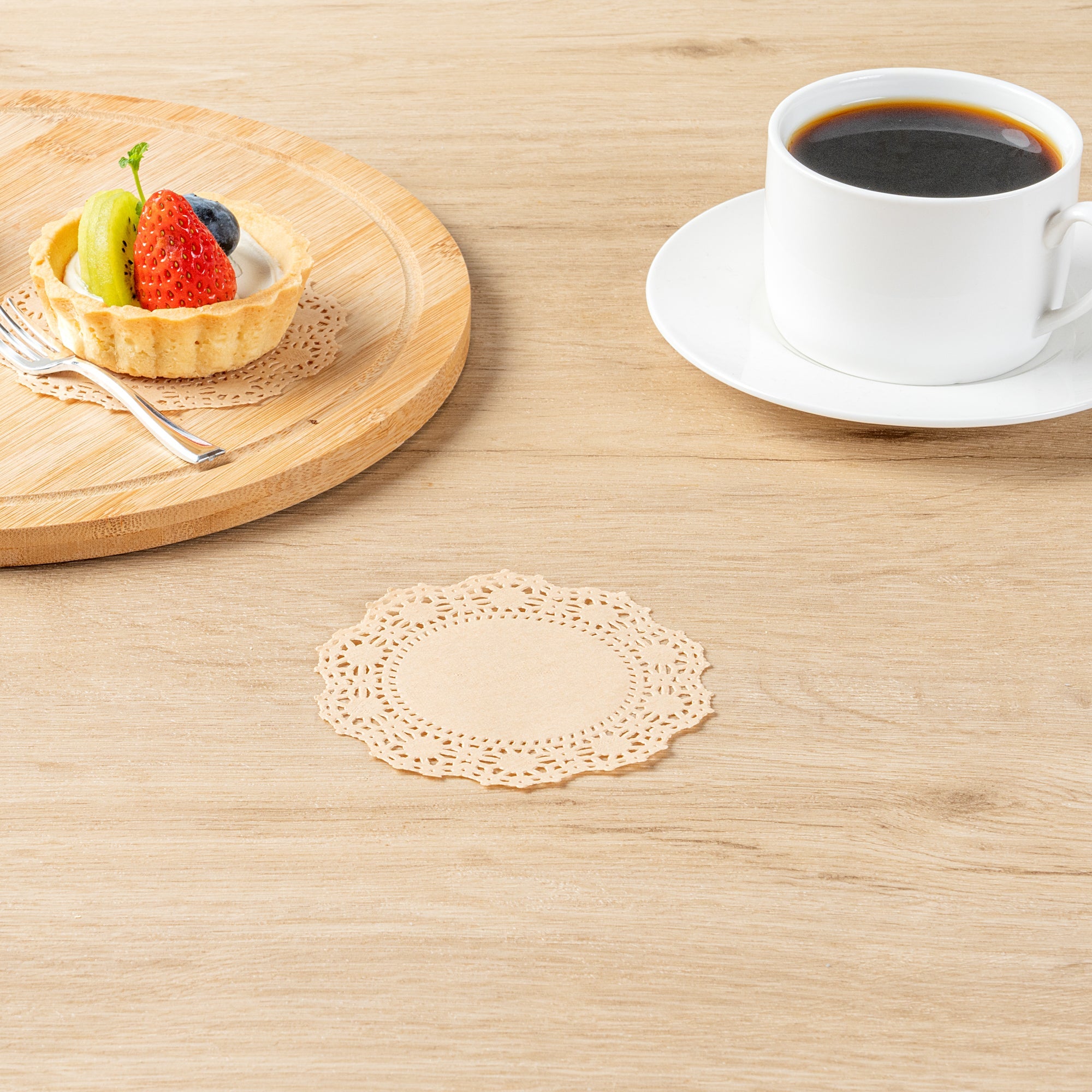 Pastry Tek Round Kraft Paper Doilies - Lace - 4" x 4" - 100 count box