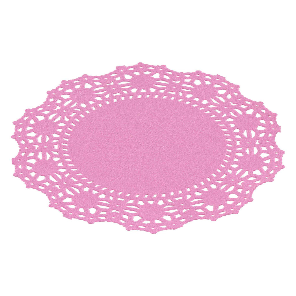 Pastry Tek Round Pink Paper Doilies - Lace - 4" x 4" - 100 count box