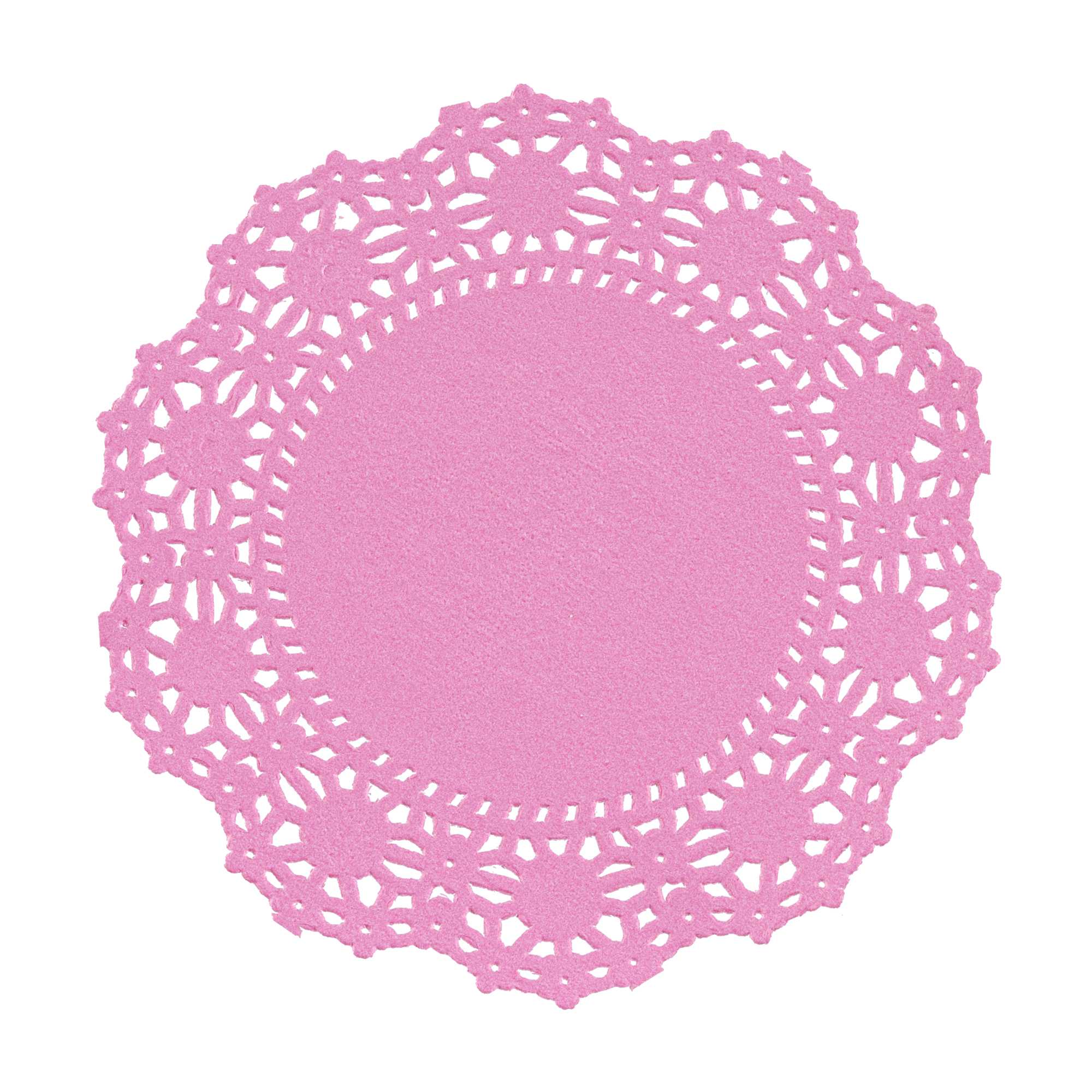 Pastry Tek Round Pink Paper Doilies - Lace - 4" x 4" - 4000 count box