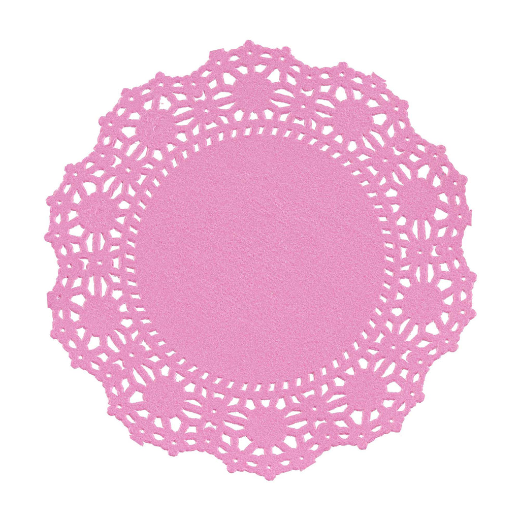 Pastry Tek Round Pink Paper Doilies - Lace - 4" x 4" - 100 count box