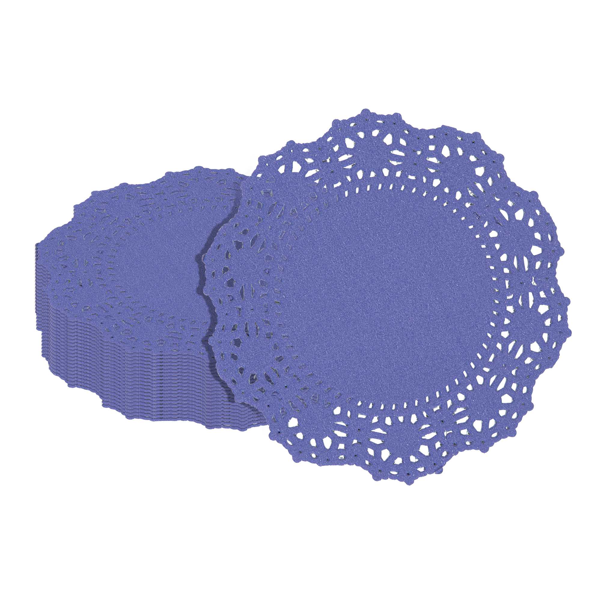 Pastry Tek Round Purple Paper Doilies - Lace - 4" x 4" - 100 count box