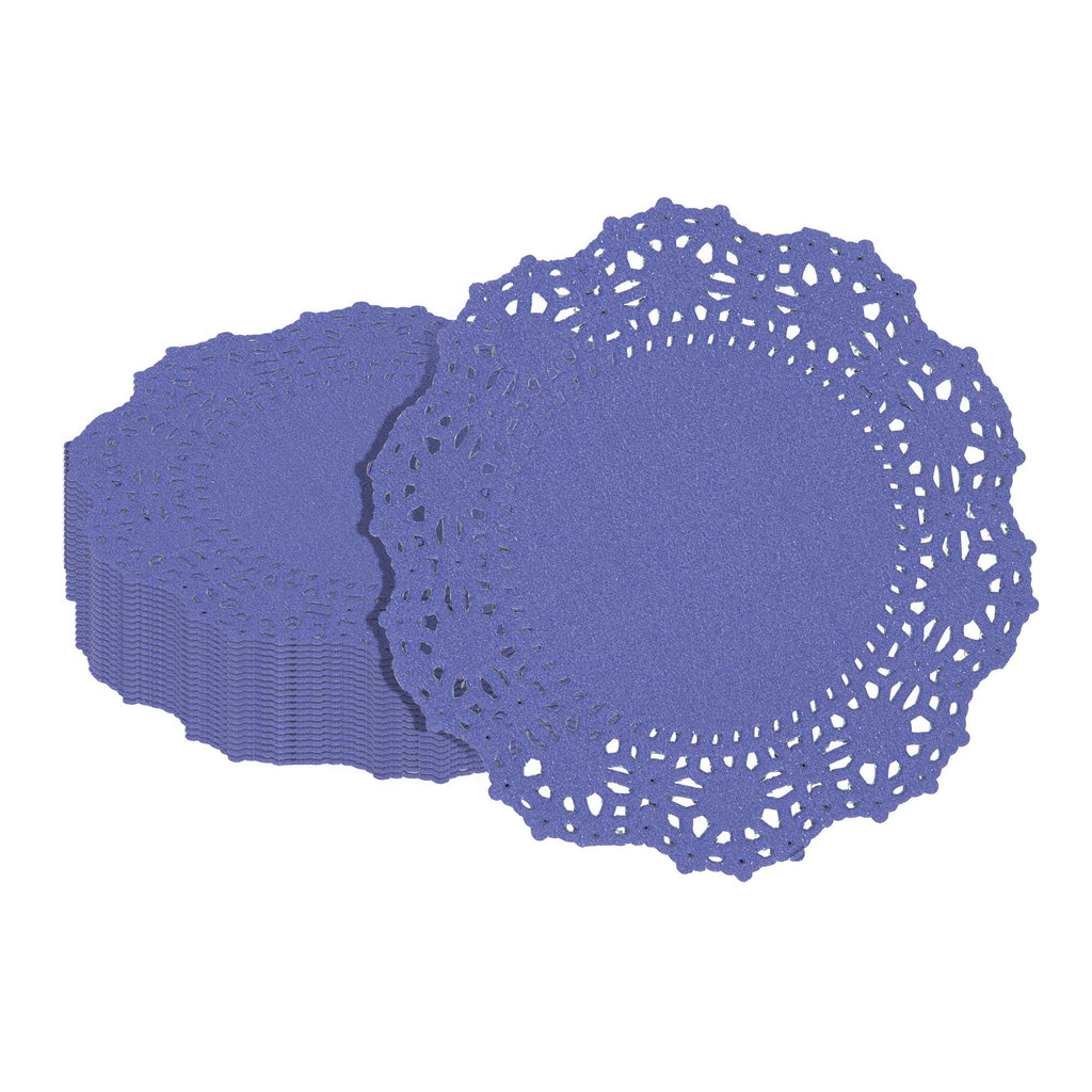 Pastry Tek Round Purple Paper Doilies - Lace - 4" x 4" - 4000 count box