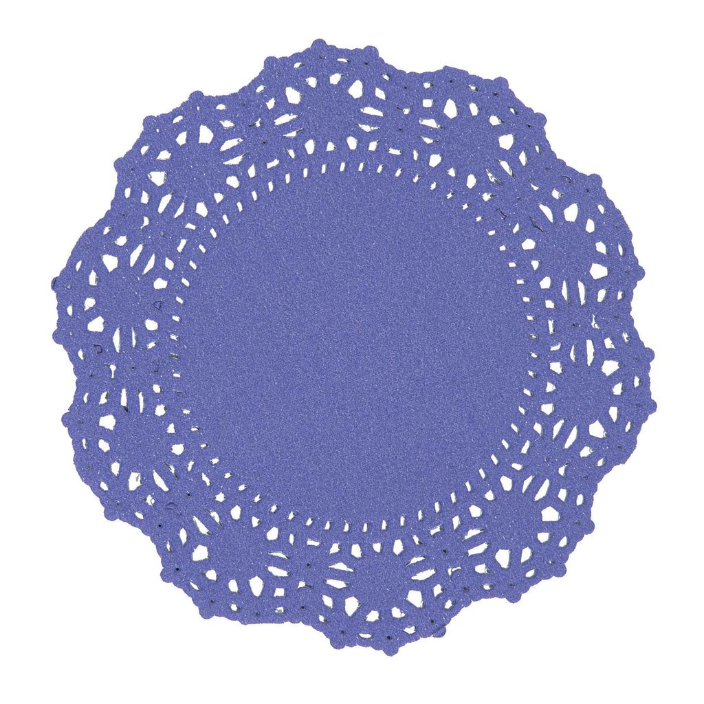 Pastry Tek Round Purple Paper Doilies - Lace - 4" x 4" - 4000 count box
