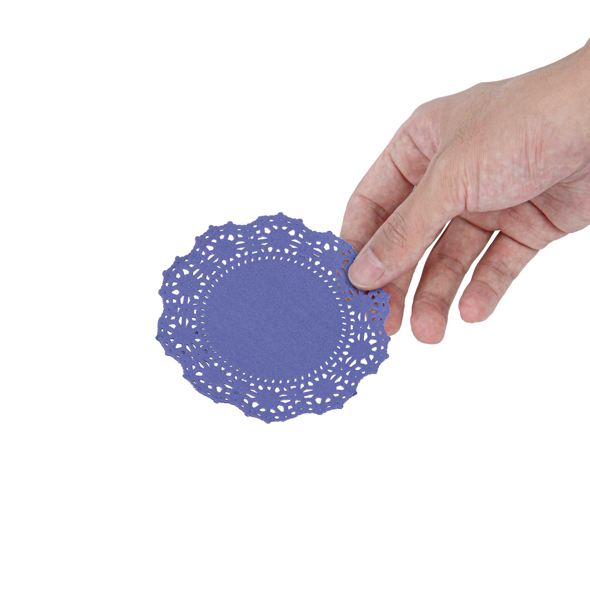 Pastry Tek Round Purple Paper Doilies - Lace - 4" x 4" - 100 count box