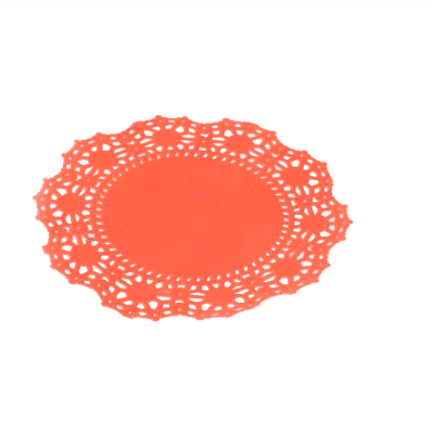 Pastry Tek Round Red Paper Doilies - Lace - 4" x 4" - 4000 count box