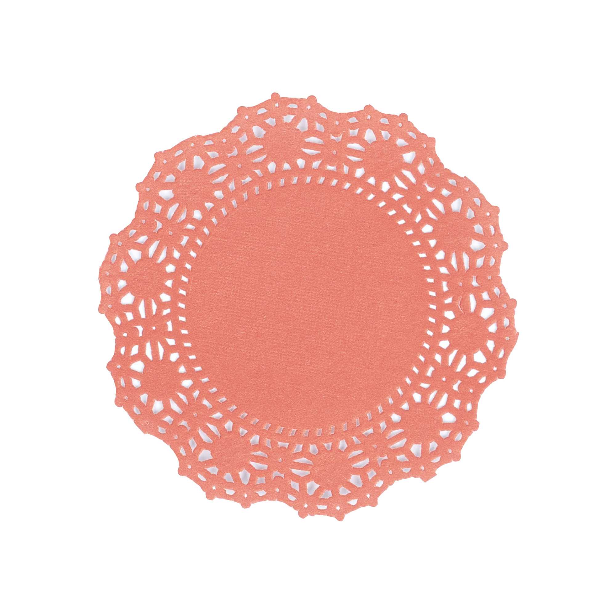 Pastry Tek Round Red Paper Doilies - Lace - 4" x 4" - 4000 count box