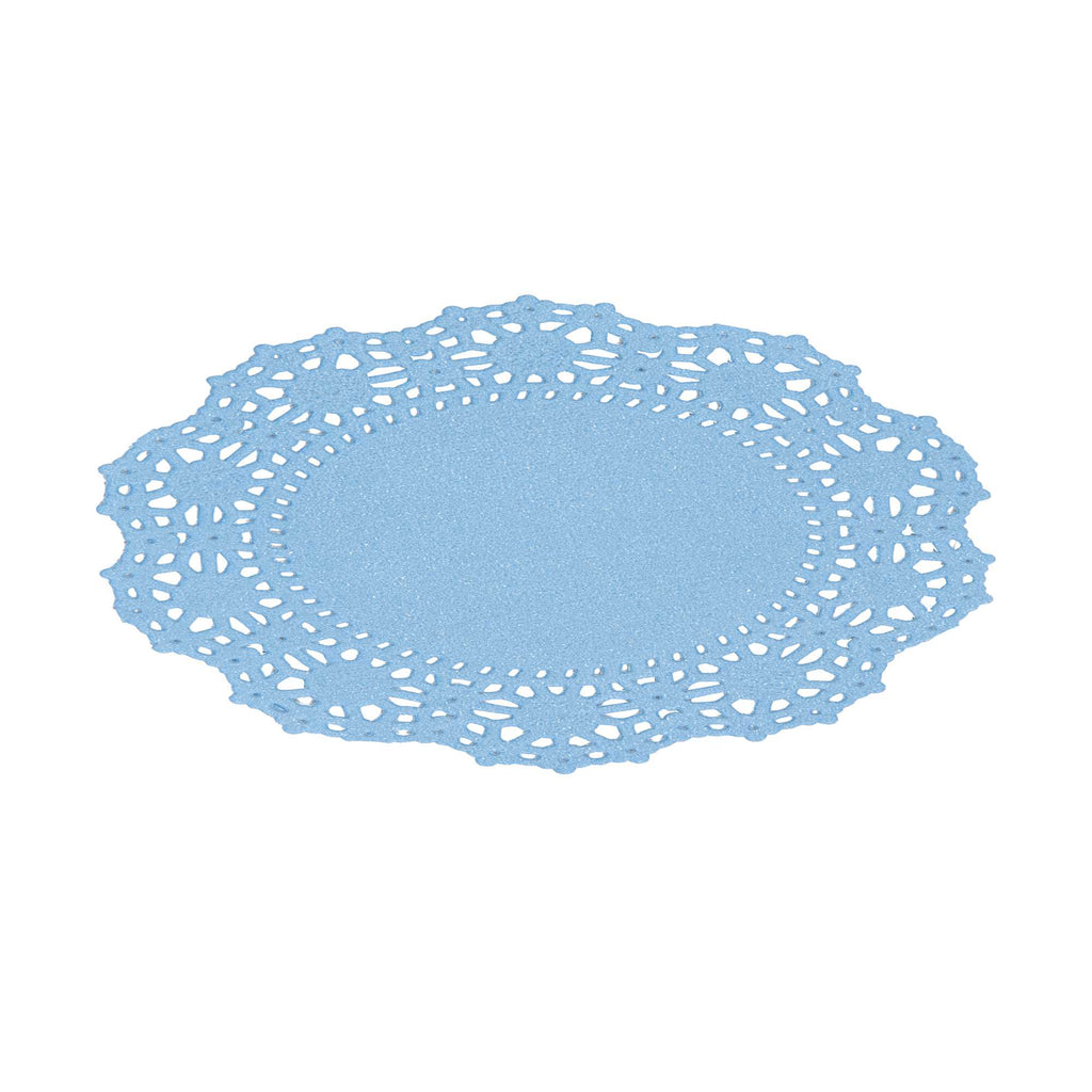 Pastry Tek Round Sky Blue Paper Doilies - Lace - 4" x 4" - 4000 count box
