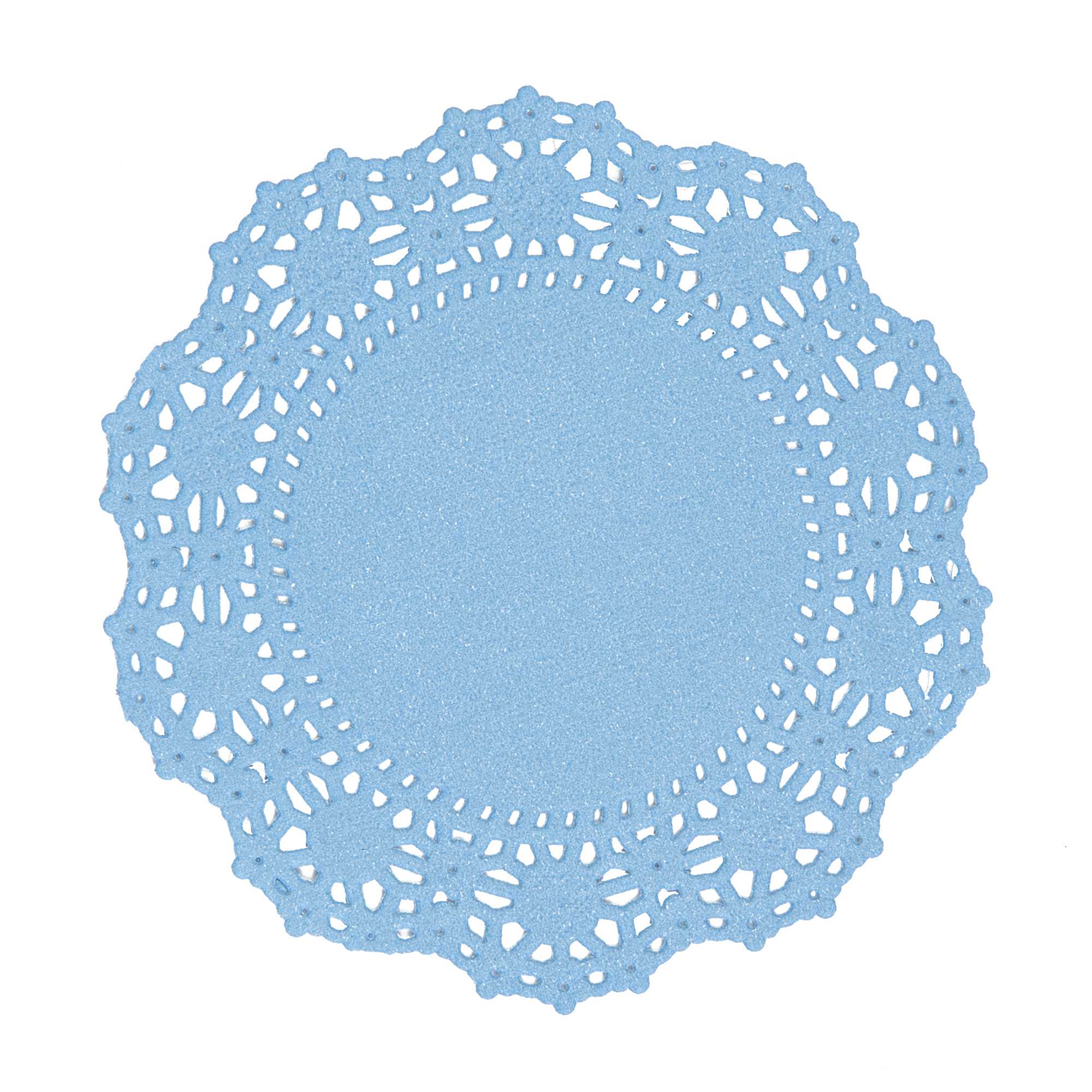 Pastry Tek Round Sky Blue Paper Doilies - Lace - 4" x 4" - 4000 count box