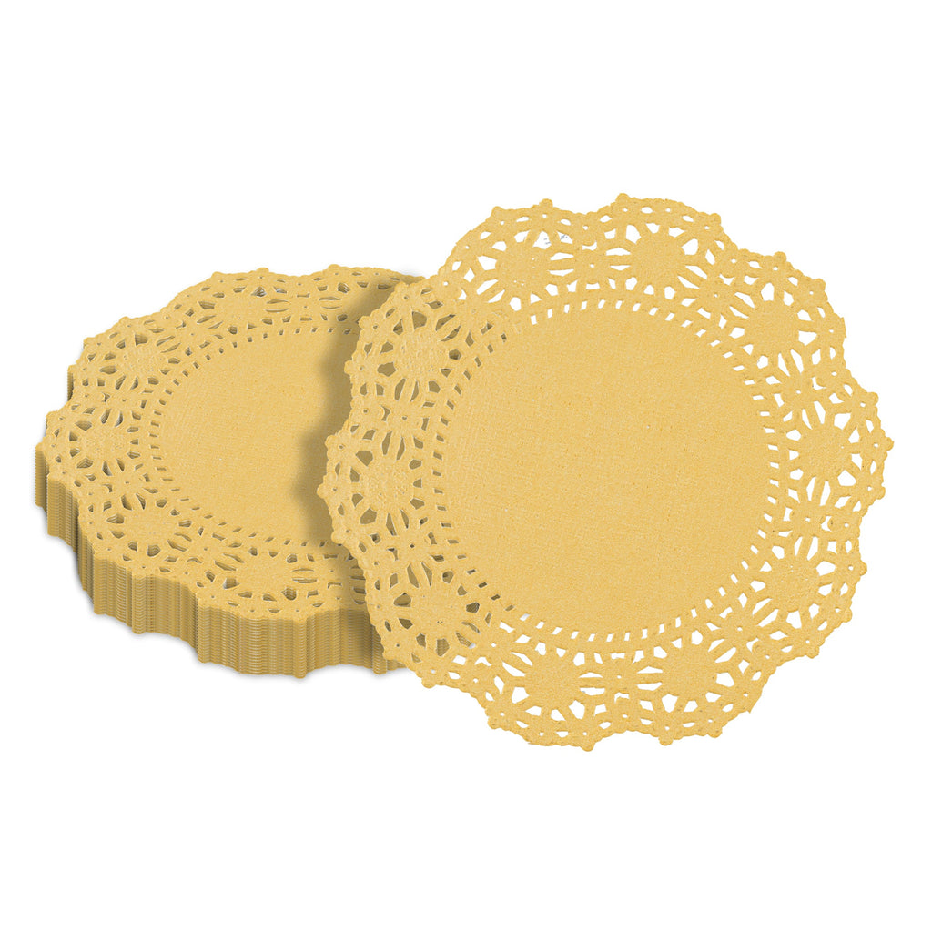 Pastry Tek Round Orange Paper Doilies - Lace - 4" x 4" - 4000 count box